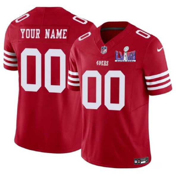 Men & Women & Youth San Francisco 49ers Active Player Custom Red 2024 F.U.S.E. Super Bowl LVIII Patch Vapor Untouchable Limited Jersey->->Custom Jersey